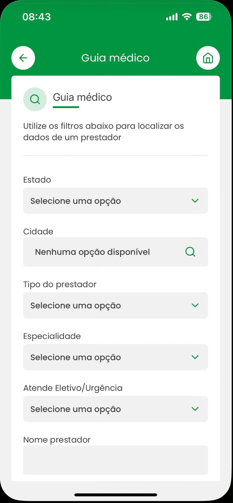 Guia médico no app APAS